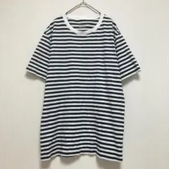 【ムジルシリョウヒン】半袖Tシャツ ストライプ レディース 綿100％ L 薄手