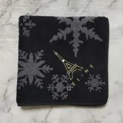 セリーヌ 雪の結晶柄 タオルハンカチ ラインストーン付き ハンドタオル レア