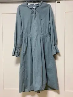 エヘカソポ　コーデュロイスタンドフリル衿ワンピース