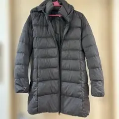 グレー フード付き ロングダウンジャケット M