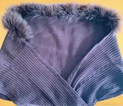 リアルファー付き マフラー スヌード 茶色 ブラウン