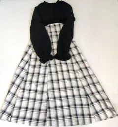 GRL チェックドッキングケープカラーワンピース　Lsize