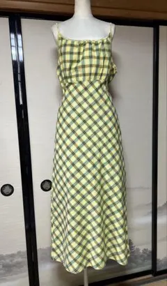 image 綿100%ノースリーブチェック柄マキシドレス11ARサイズ