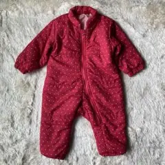 ベビー冬用　スノーウェア　ジャンプスーツ 赤水玉模様　80cm