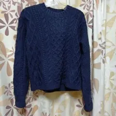 レデース　ネイビー ケーブルニット セーター 長袖