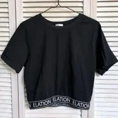 COLZA コルザ トップス 黒 半袖 ロゴ ショート丈 レディース Lのサムネイル