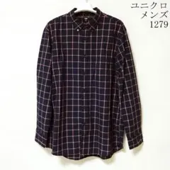 ユニクロ メンズのコットンチェックシャツ 長袖ＸＬ
