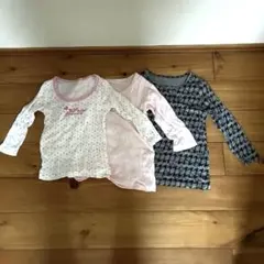 100㎝　女の子向け長袖肌着シャツ3点セット　ヒートテック他　まとめ売り