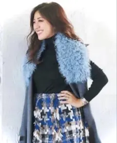 Chesty チェスティ ファー マフラー ラム ストール グレー ブルー