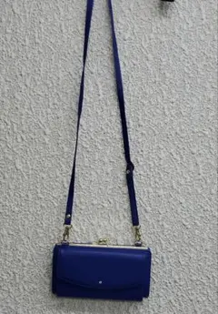 美品！青い合成皮革財布ショルダーバッグ