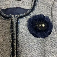 ネイビー 花モチーフ コサージュ