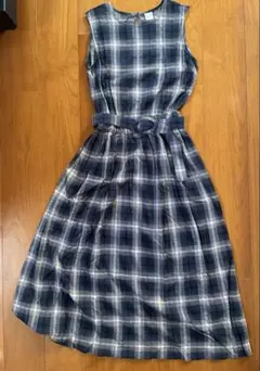M'S GRACY リネンチェックワンピース コサージュ付き L - メルカリ