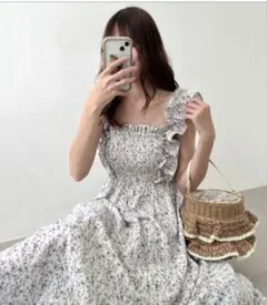 MAJESTIC LEGON フリルショルダーレースアップワンピース M