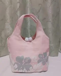 JAL × ROXY ピンク ハイビスカス柄 ミニトートバッグのサムネイル
