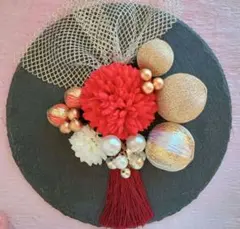 売り切り！赤のピンポンマムと和玉かんざしにガーネットのタッセルの髪飾り