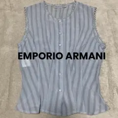 美品 エンポリオアルマーニ ブラウス ノースリーブシャツ ブルー ARMANI
