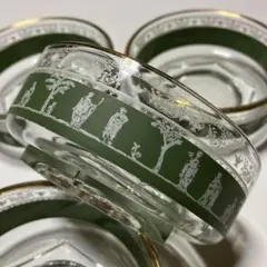 ジャネットグラス ヘレニック 鉢 ボウル モスグリーン 金彩 5個セット