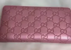 #正規品　#グッチ　シマレザー　春！ラウンドファスナー　#美品　長財布