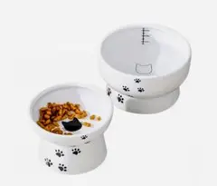 ★猫用★フードボール&ウォーターボウル★ 白色 2種セット