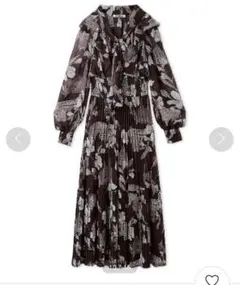 【新品未使用品】SNIDELプリーツボウタイプリントワンピース