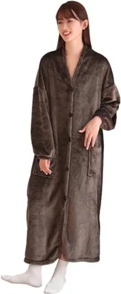 着る毛布 Mサイズ 防寒 男女兼用 フード付き ガウン ルームウェア ブラウン