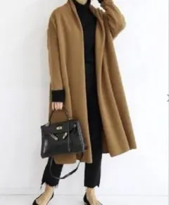 スムースガウンニットコートMUSE de Deuxieme classeキャメル