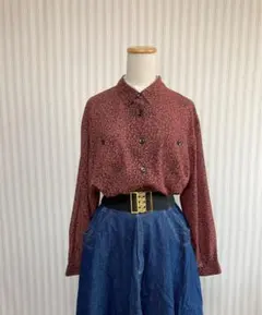 古着　ヴィンテージ   レトロ　総柄シャツ　used ビンテージ