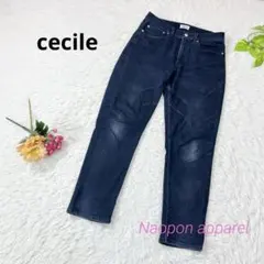 cecile ハイウエスト　ストレッチ　デニムパンツ　M〜L 濃紺　レディースのサムネイル