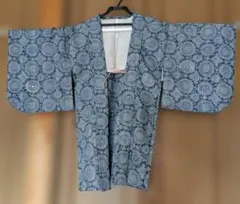 青色系花柄 羽織