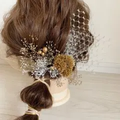 no.89 結婚式　ブライダル　ウエディング　成人式　髪飾り　花　ドライフラワー