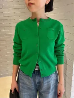 CABaN コットンカシミヤポケットカーディガン グリーン Sサイズ