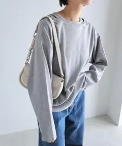 evernavy テレコリブレイヤード長袖トップス グレー M ロンT Tシャツのサムネイル