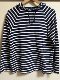 古着 フランス製 セントジェームス ボーダーパーカー 黒白 t4 M