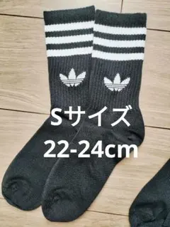 【新品未使用✨】アディダス クルーソックス S 22-24cmブラック×ホワイト