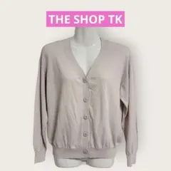 THE SHOP TK Vネック ニットカーディガン ピンク M 羽織り 春夏のサムネイル