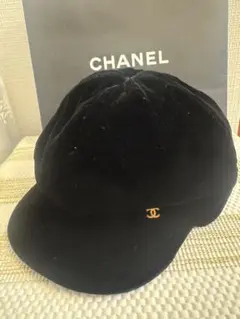 CHANEL シャネル ベロア キャスケット 帽子 ブラック サイズL正規品