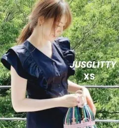 【最終値下げ】JUSGLITTY フリルスリーブワンピース （ブラック）XS
