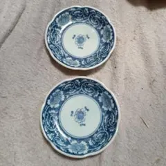 有田焼 青い花柄皿 2枚セット