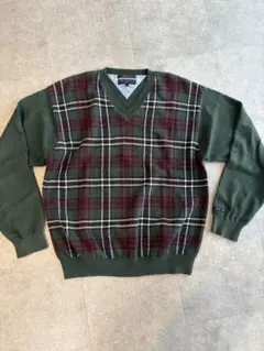 TOMMY HILFIGER GOLF タータンチェック 緑 ニット