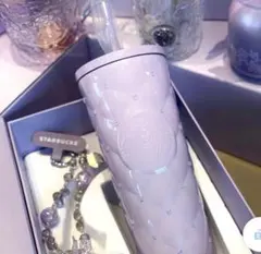 ⑤中国スタバ タンブラー ラインストーン 蝶 パープル バタフライ
