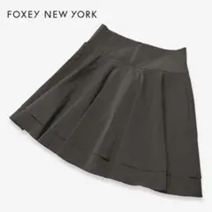 FOXEY フォクシー フレアスカート ブラウン 茶 ひざ丈 プリーツ 38のサムネイル