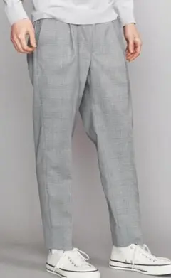 BY TR チェック 1P ワイドテーパード アンクルパンツ