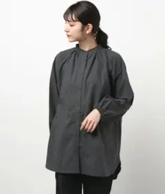 【新品】衿レース前開きチュニックシャツ