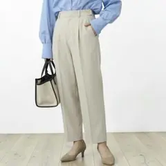 【未使用タグ付き】 ストレートパンツ クリスプツイル センタープレス ベージュ