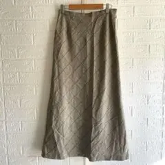 スカート【M-L相当】日本製 ウール90％ セミフレア Aライン／ロングスカート