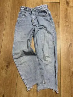 ZARA ザラキッズ子供服 裾カットオフ キャロットデニムパンツ 140
