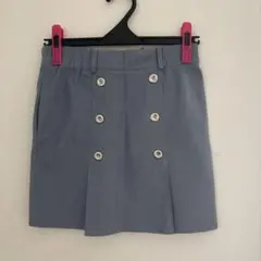 ミニスカート ブルー ボタン ウエストゴム Aライン