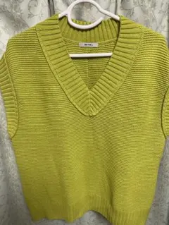 niko and ... ライムグリーン Vネックニットベスト フリーサイズ美品