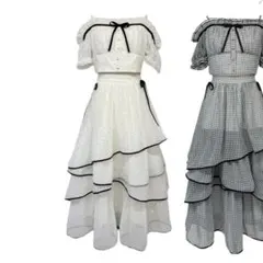 anmille アンミール オフショルトップス ヘムレイヤードスカート