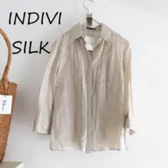 新品　INDIVI インディヴィ　綿シルク　シャツ　ブラウス　ガーゼ　38